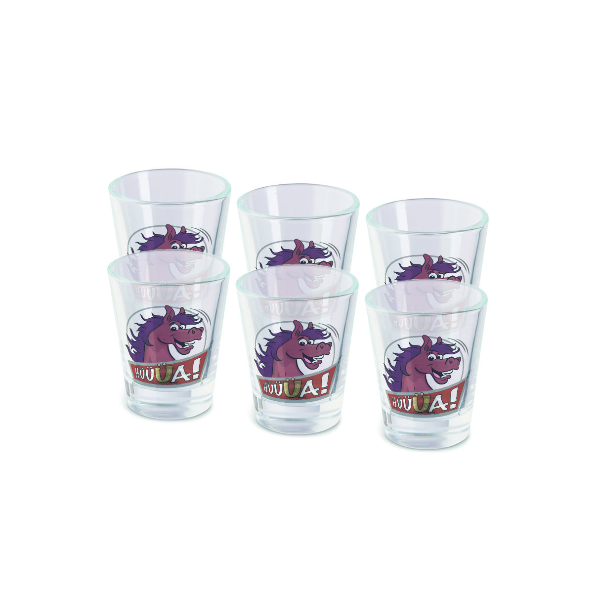 6 x Shotgläser "Hüüüa!"