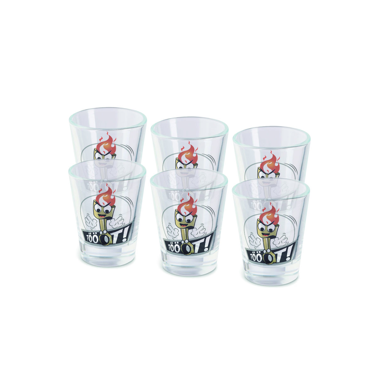 6 x Shotgläser "Töööt!"